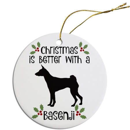 Mirage Pet Products Round Breed Specific Christmas Ornament - Basenji ORN-R-B09